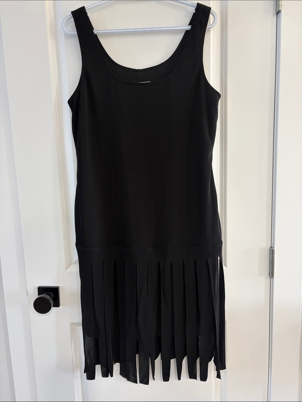 Joseph Ribkoff Black Sleeveless Fringe-Hem Dress